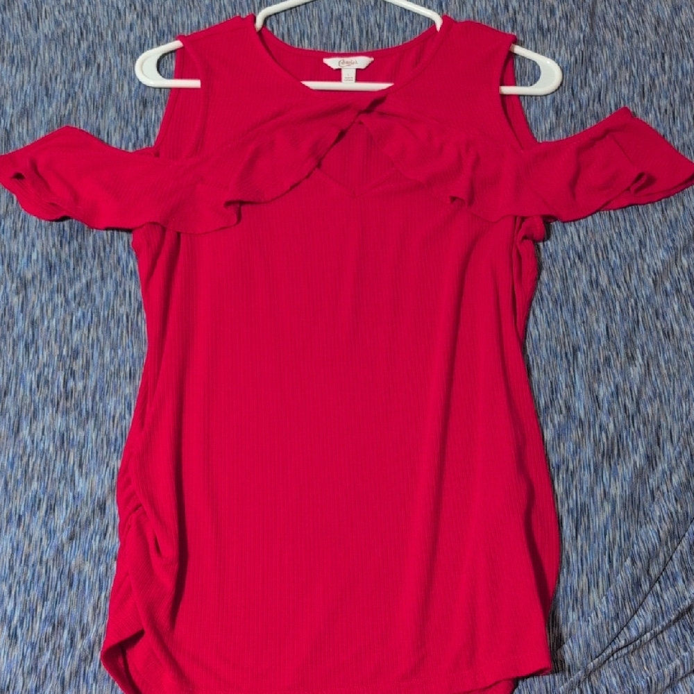 Candie's Vibrant Pink Cold Shoulder Blouse